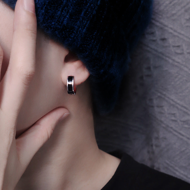 Men's Dark River Geometric Earrings with Niche Style Design