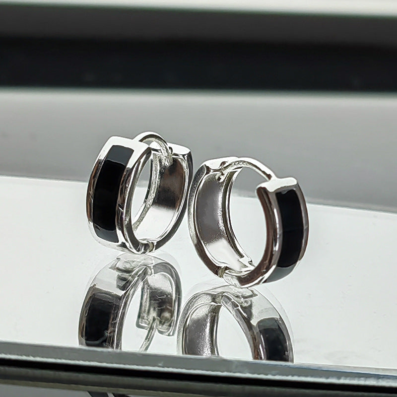 Men's Dark River Geometric Earrings with Niche Style Design