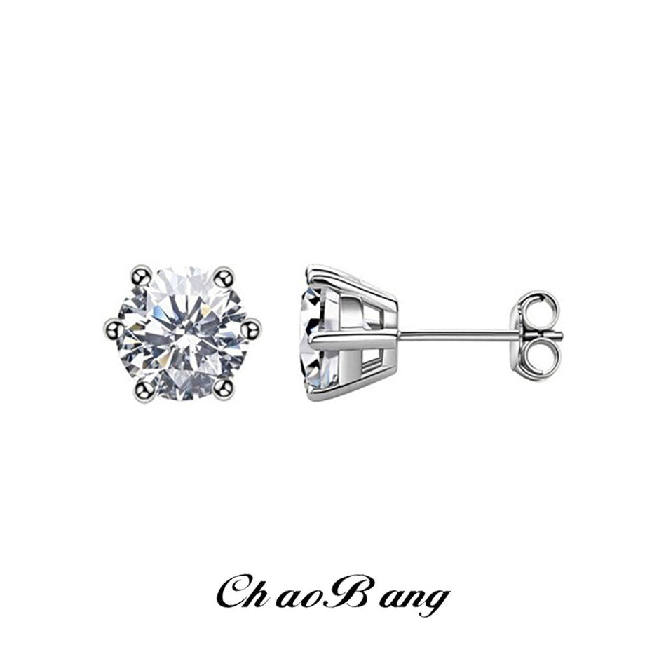 Men's Six-Claw Zircon Earrings with Hip-Hop Street Style