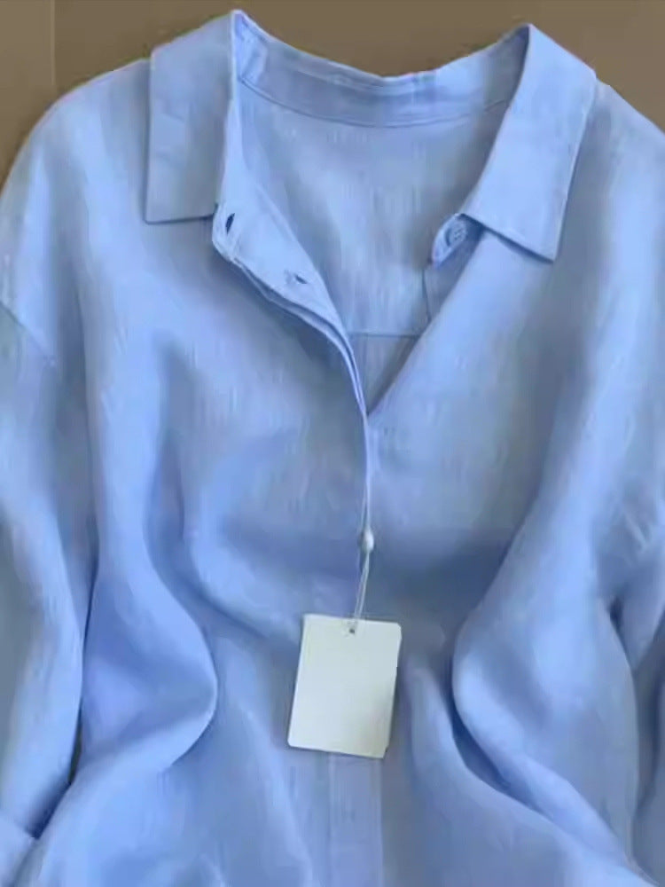 Women’s Cotton-Linen Lapel Shirt Jacket, Lightweight Summer