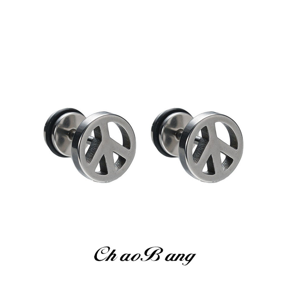 Men's Airplane Earrings with Titanium Steel Screw Clasp