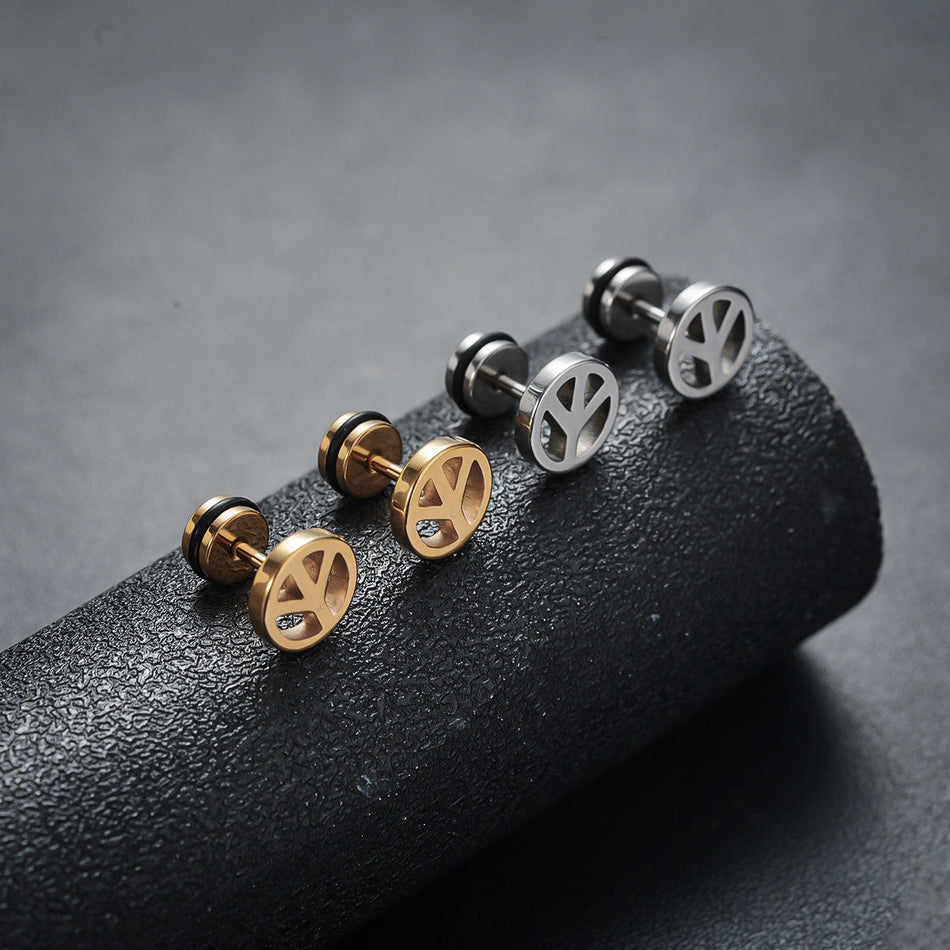 Men's Airplane Earrings with Titanium Steel Screw Clasp