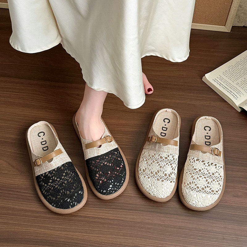 Women’s Closed-Toe Clog Sandals, Flat Slip-On Outdoor Shoes