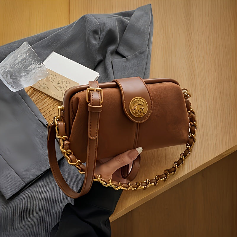 Women’s Magnetic Buckle Crossbody Bag, Elegant Travel Handbag
