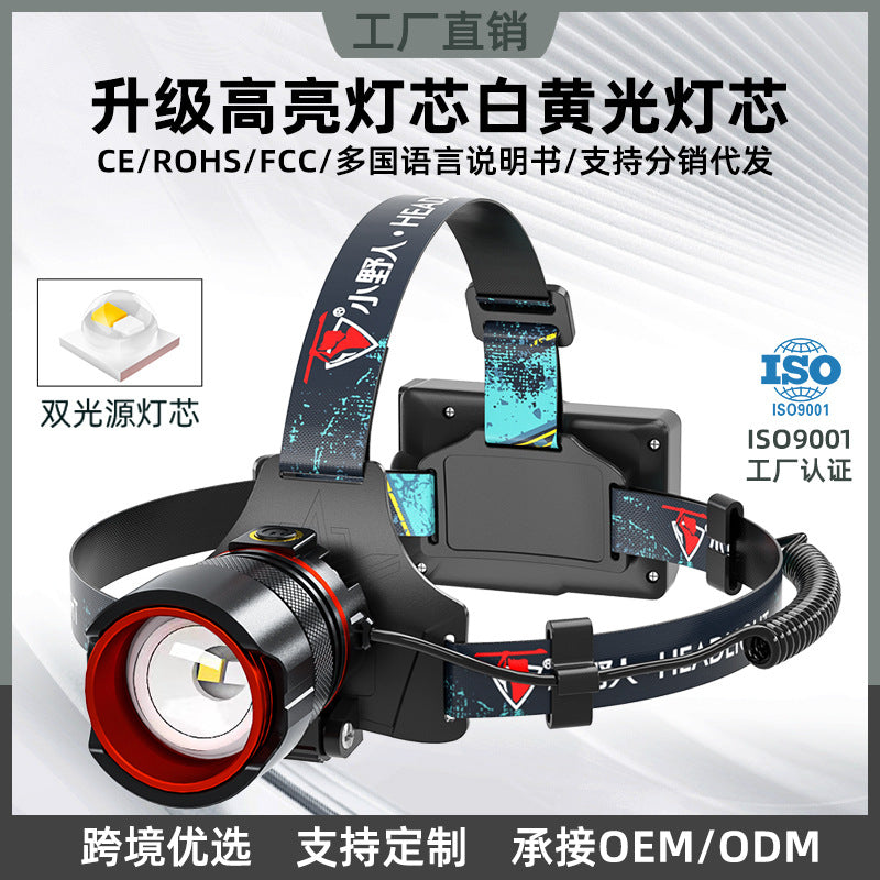 Rechargeable LED Headlamp with Zoom and Motion Sensor