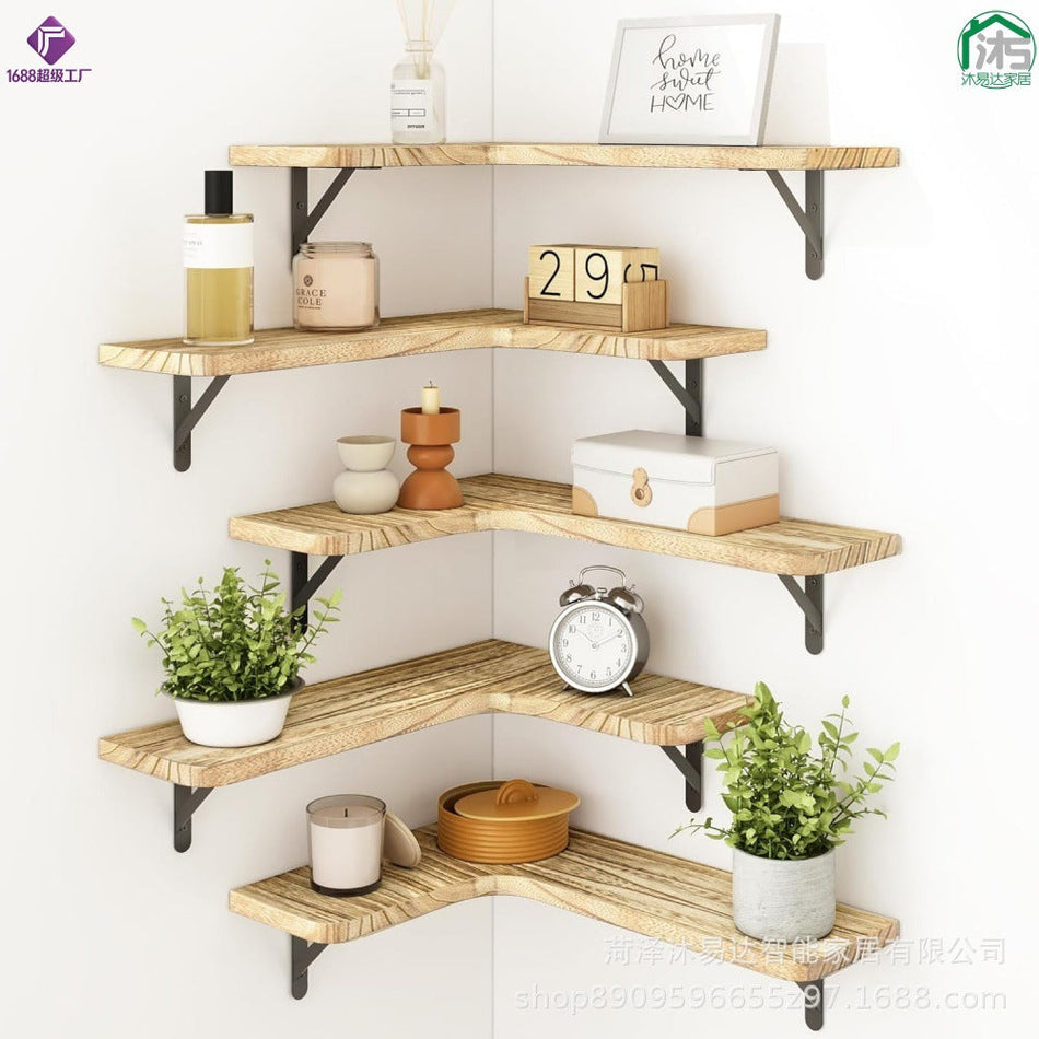 Wall-Mounted Corner Floating Shelf for Books and Home Display