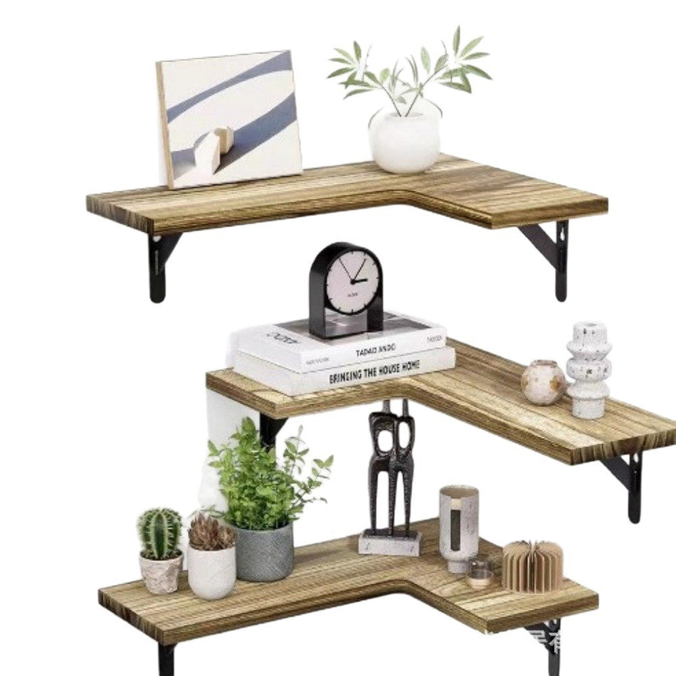Wall-Mounted Corner Floating Shelf for Books and Home Display