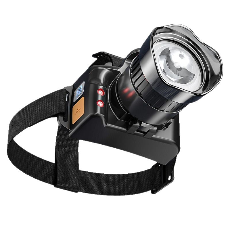 Rechargeable LED Headlamp with Long-Range Beam for Outdoor Use