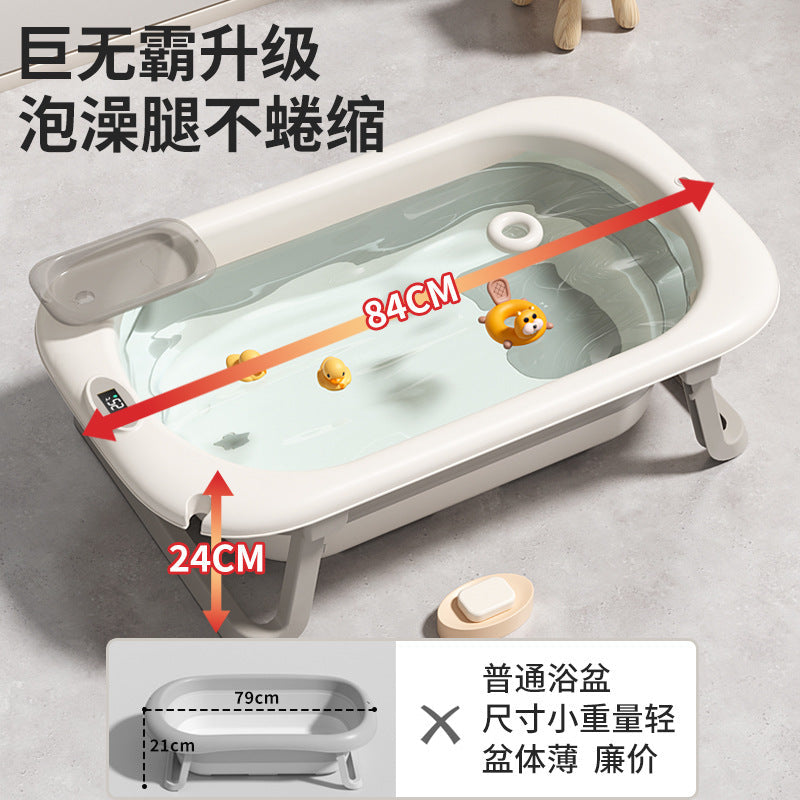 Large Foldable Baby Bathtub with Storage Slots