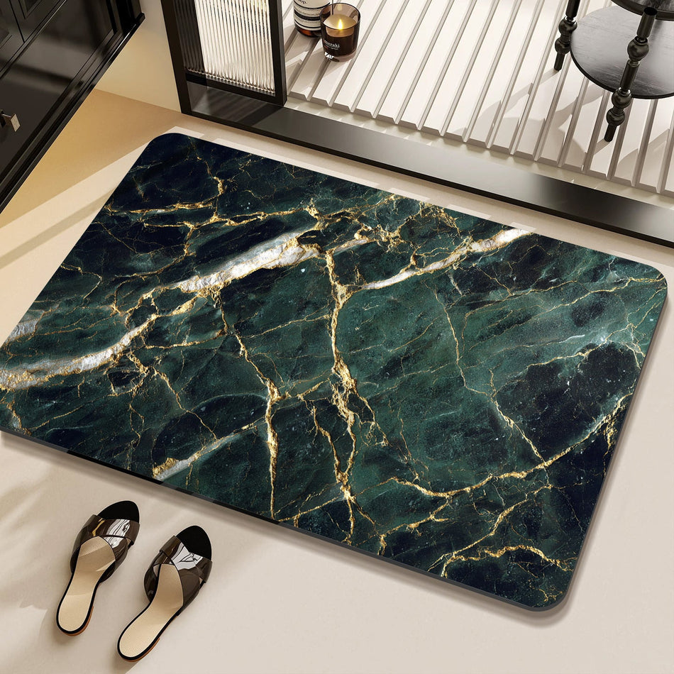 Marble Pattern Diatomite Bath Mat, Quick-Drying Non-Slip Rug