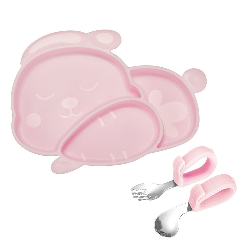 Cute Rabbit-Shaped Food-Grade Suction Plate Set