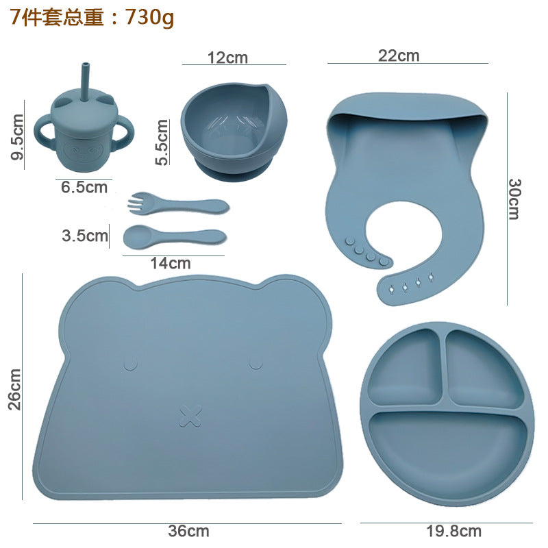 Food-Grade Silicone 7-Piece Baby Feeding Set
