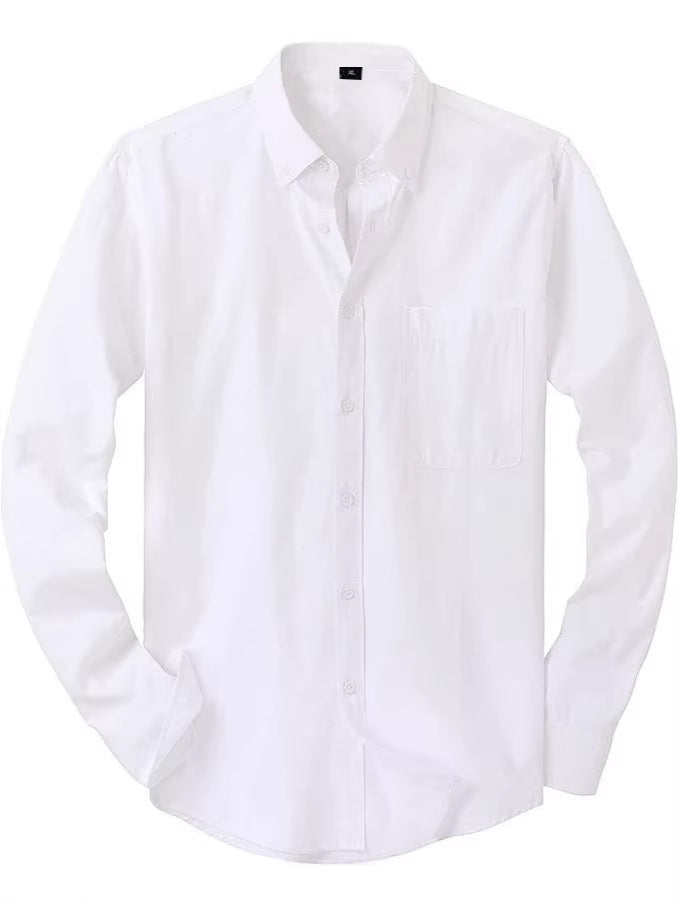 Men's Oxford Long Sleeve Shirt with Button Pocket Detail