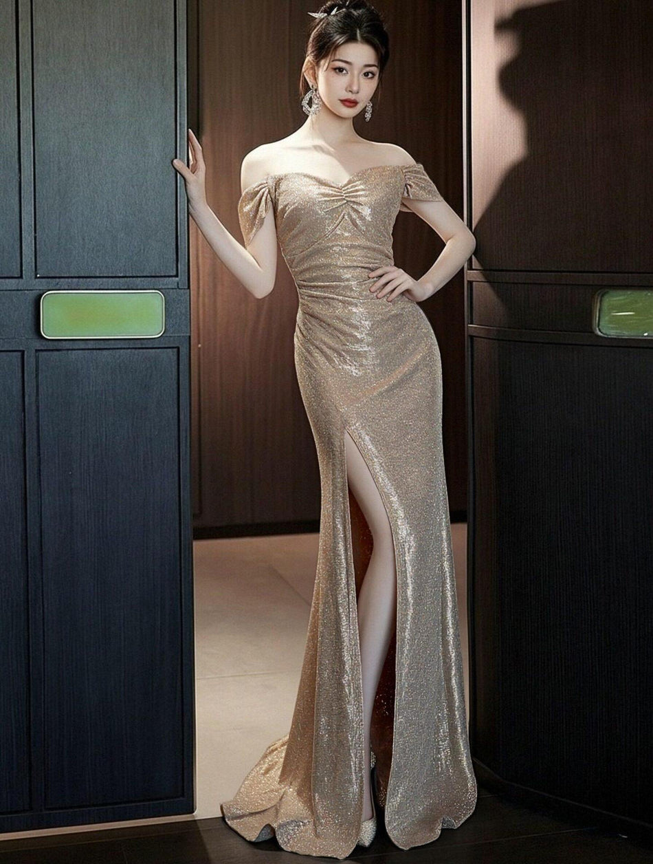 One-Shoulder Black Evening Gown with Elegant Slim Silhouette