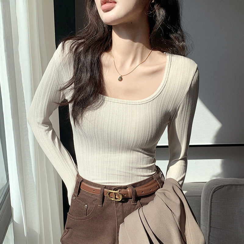 Slim-Fit U-Neck Long Sleeve Viscose Essential Top