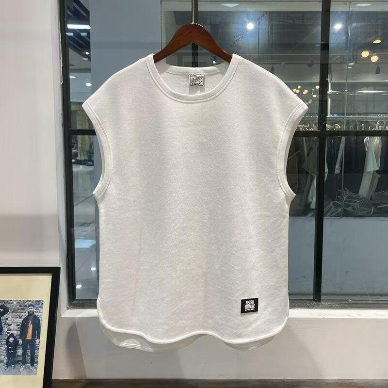 Men's Retro Solid Color Sleeveless Vest Loose Casual Tank Top