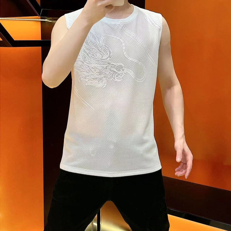 Men's Ice Silk Sleeveless Vest Quick Dry Breathable Sports Top