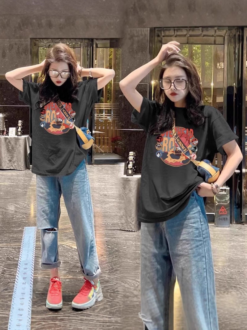 Anime Graphic Cotton T-Shirt with Relaxed Streetwear Fit