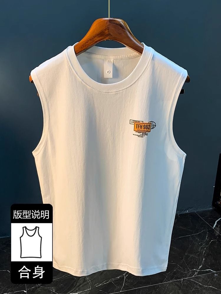 Men's American Style Printed Cotton Sleeveless Vest T-Shirt
