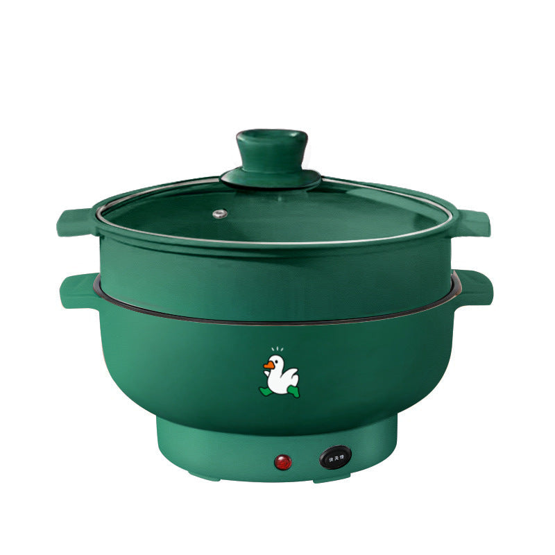 Retro Green Multi-Functional Electric Cooking Pot, Large Capacity
