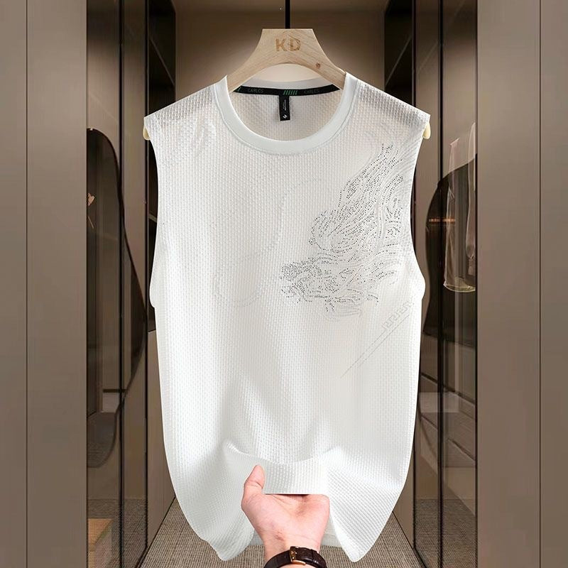 Men's Ice Mesh Sleeveless Vest Thin Sports Casual Tank Top
