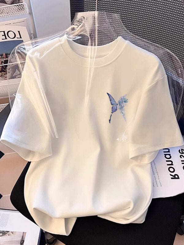 Combed Cotton Graphic Short Sleeve T-Shirt with Loose Fit