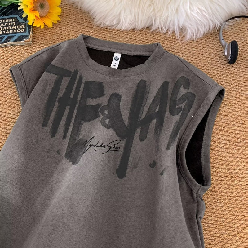 Men's American Sleeveless Vest Loose Fitness Sports Tank Top