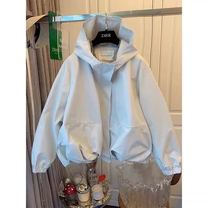 Women's Floral Casual Windbreaker Short Jacket with Zipper