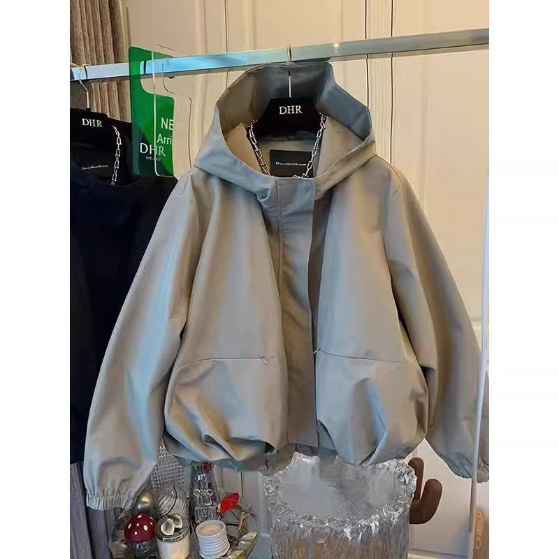 Women's Floral Casual Windbreaker Short Jacket with Zipper