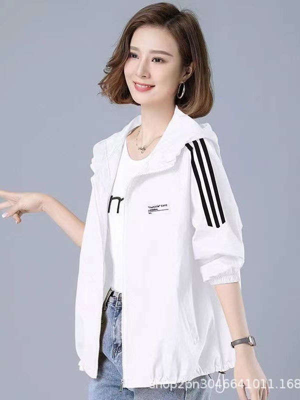 Women's Zebra Pattern UV Protection Lightweight Windbreaker