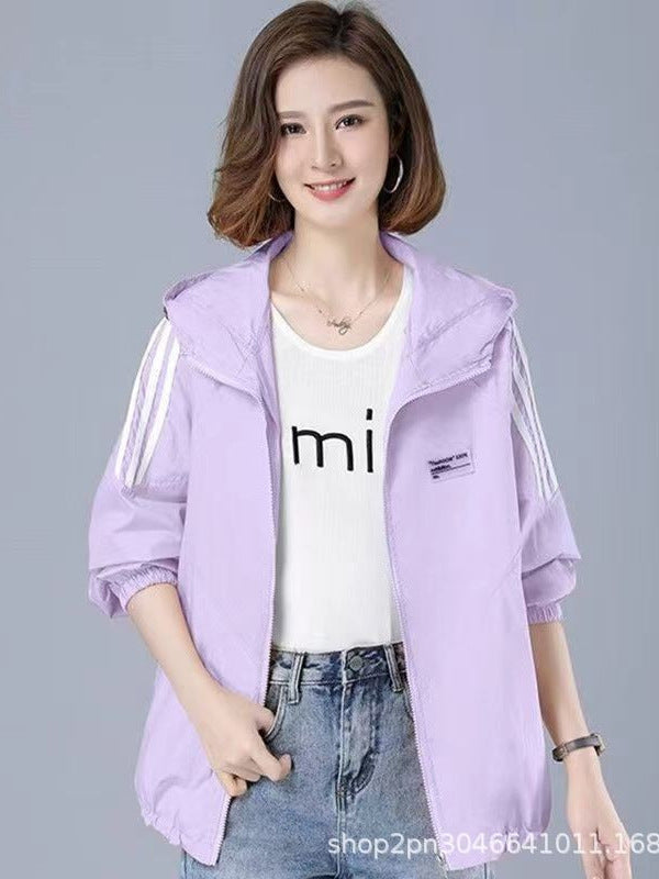Women's Zebra Pattern UV Protection Lightweight Windbreaker