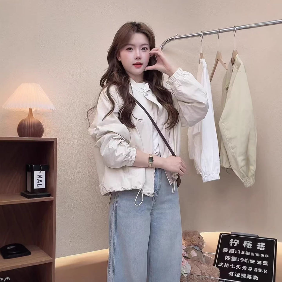 Women's Stand Collar Minimalist Short Casual Jacket