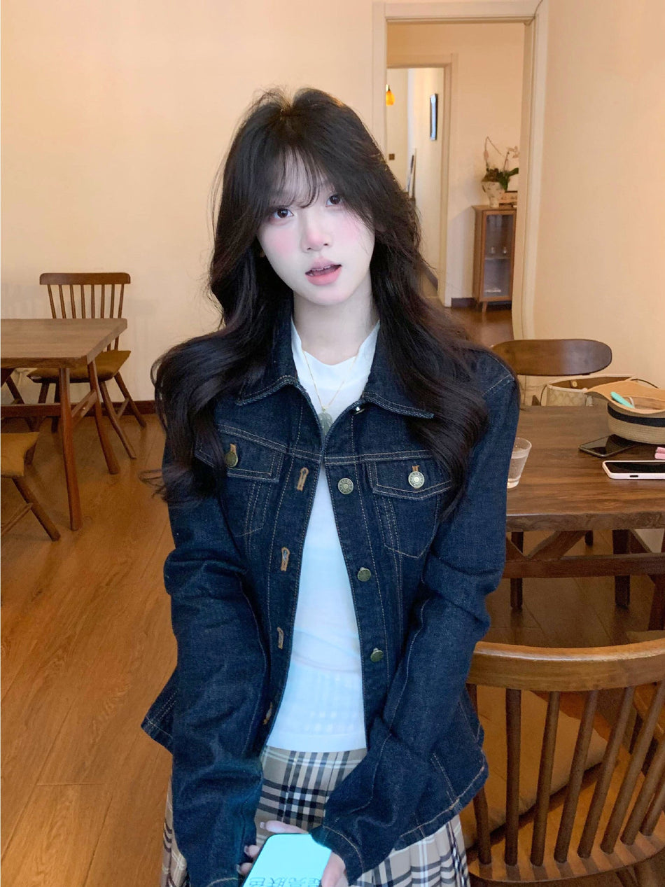 Women's American Retro Slim Fit Blue Denim Jacket