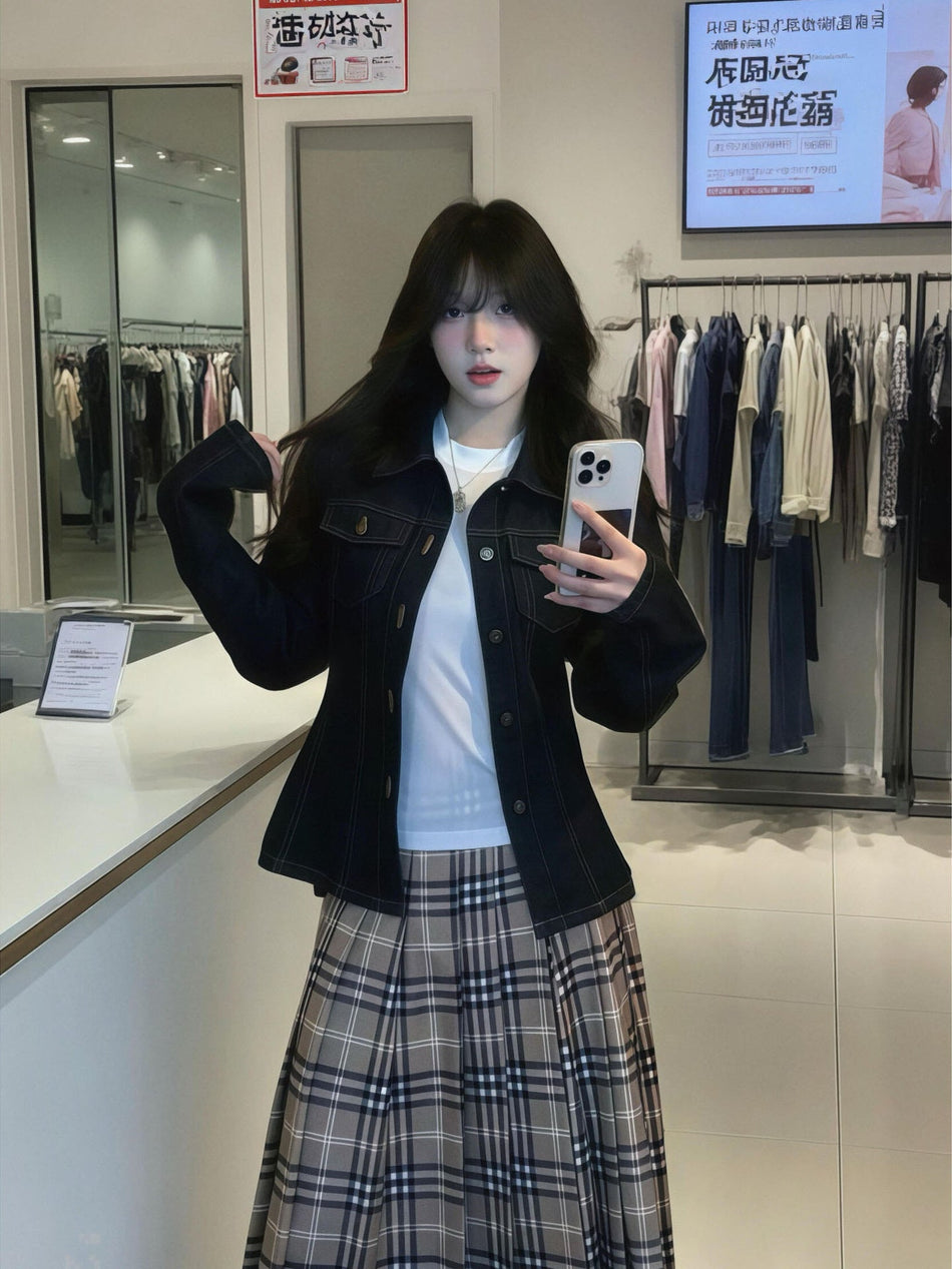 Women's American Retro Slim Fit Blue Denim Jacket