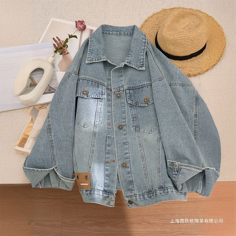 Women's Plus Size Denim Jacket with Relaxed Fit Design