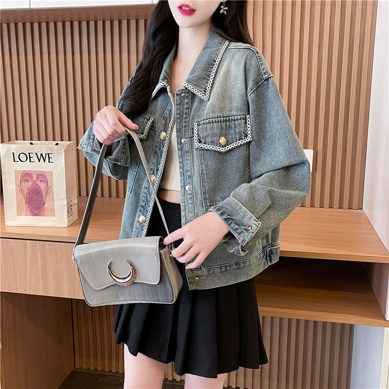 Women's Relaxed Fit Denim Jacket with Dropped Shoulders