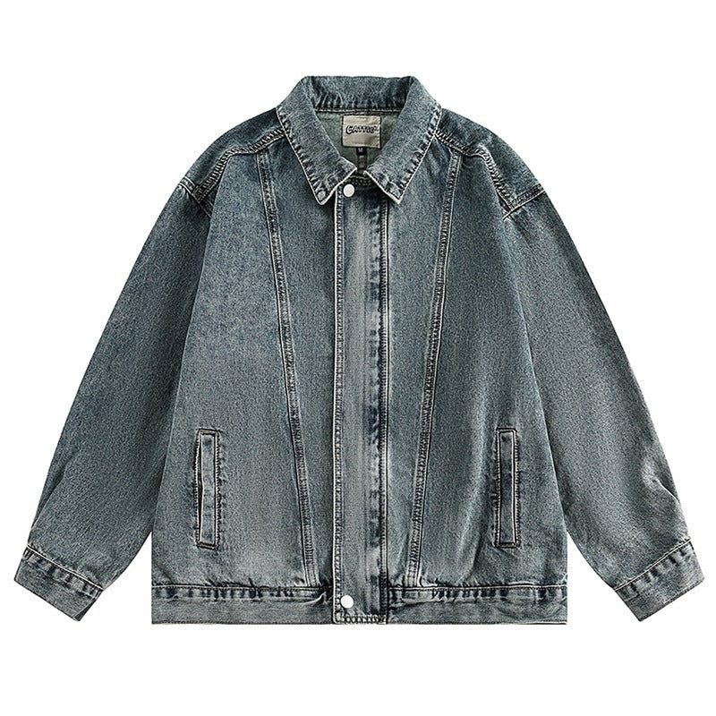 Women's Retro Denim Jacket with Relaxed Mid-Length Fit