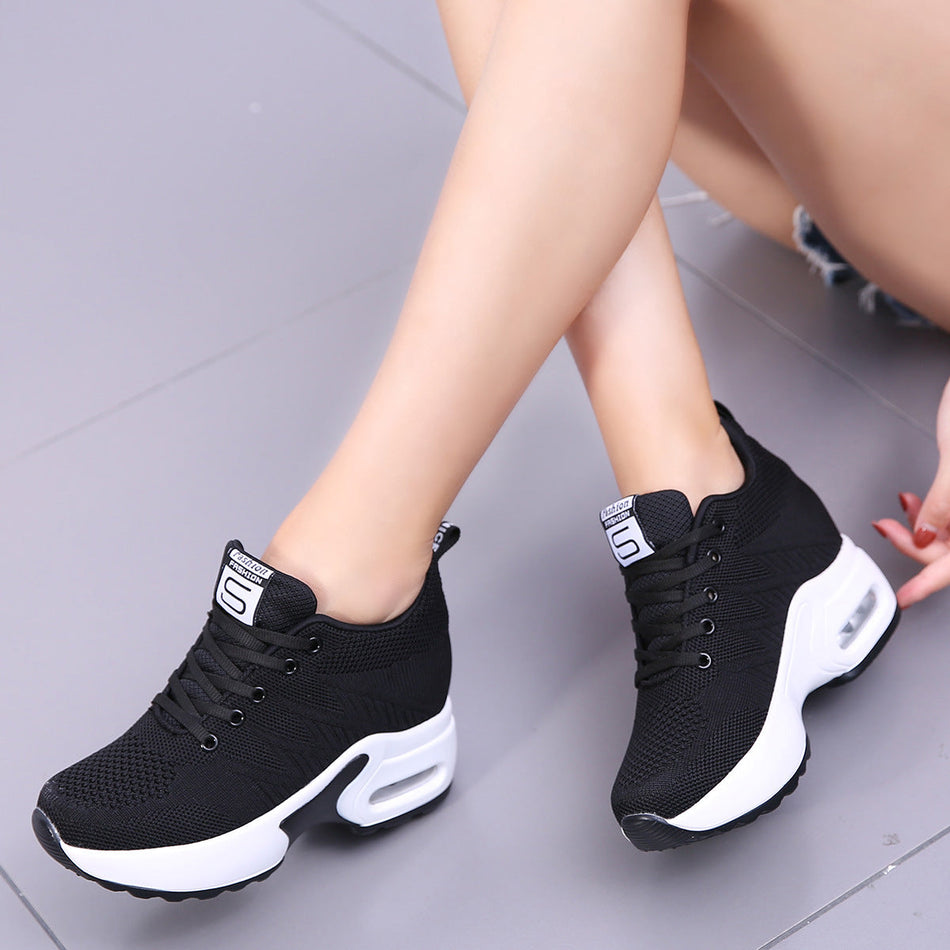 Women's Platform Sneakers with Breathable Mesh and Hidden Lift