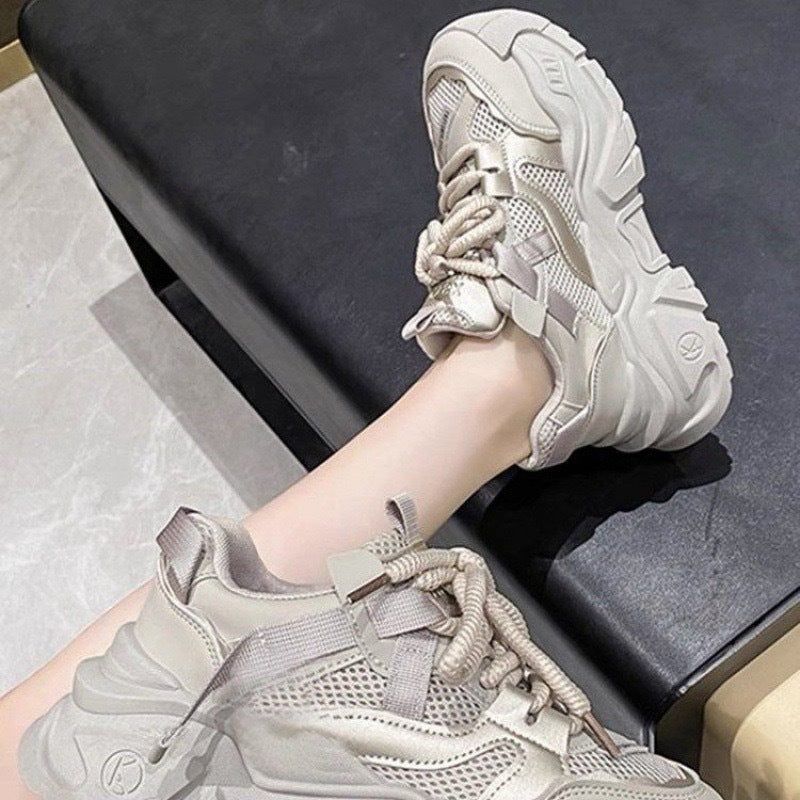 Women's Breathable Mesh Platform Sneakers with Lightweight