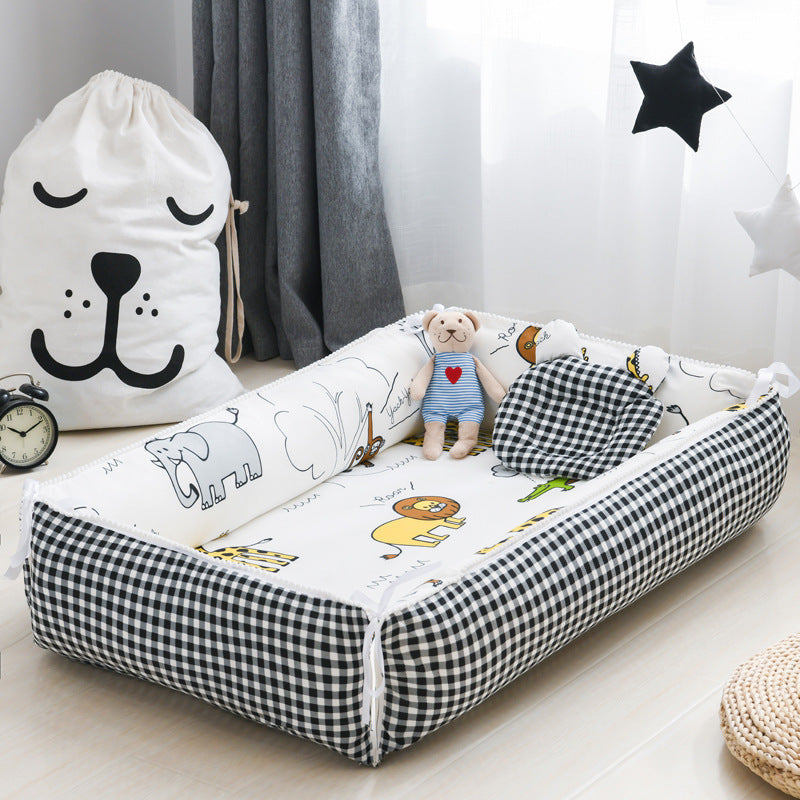 Foldable High-Side Baby Bionic Co-Sleeper Bed and Nursing Nest