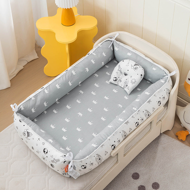 Foldable High-Side Baby Bionic Co-Sleeper Bed and Nursing Nest