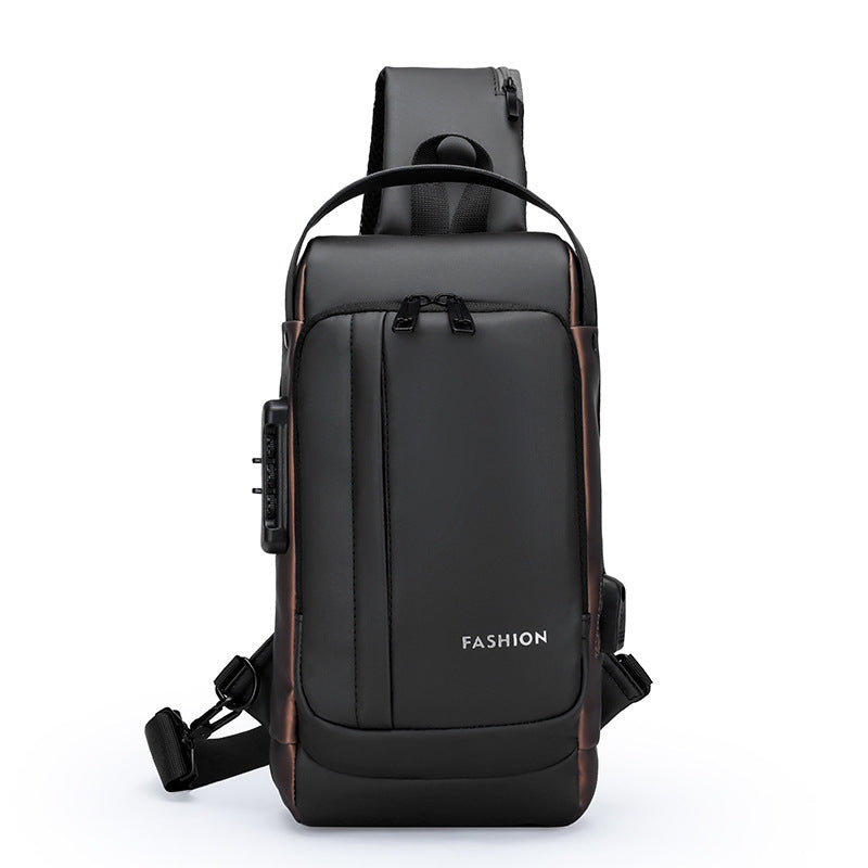Men's Password Lock Cross Body Bag with Motorcycle Style Design
