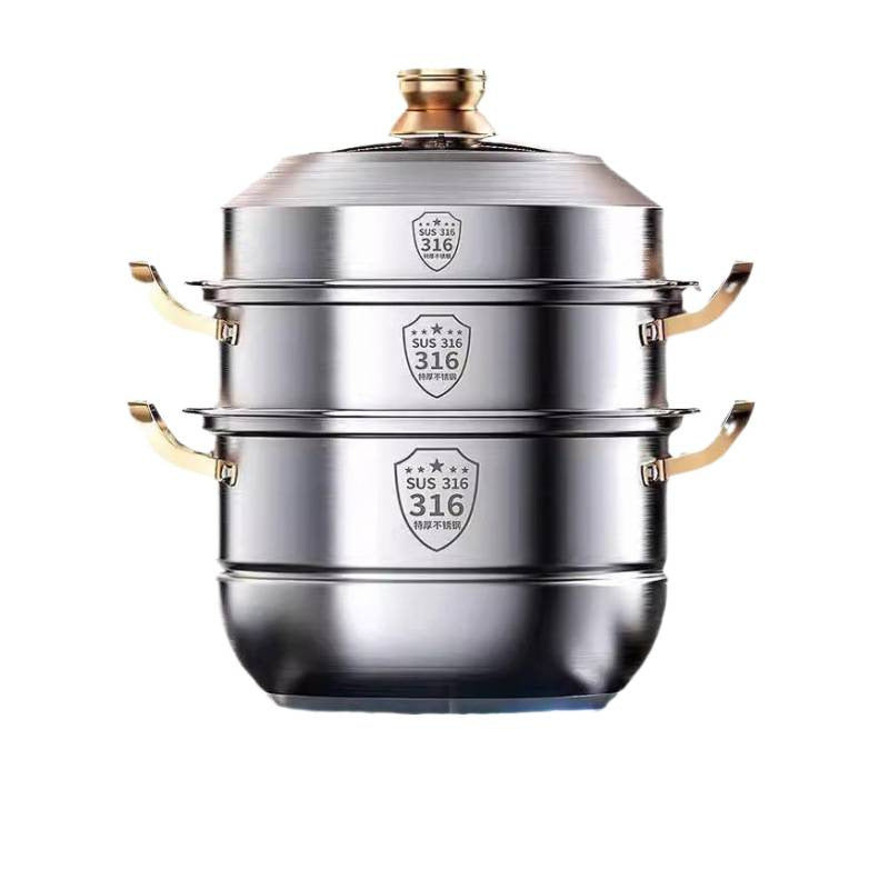 316 Stainless Steel Gold Ear Steamer, Multi-Layer
