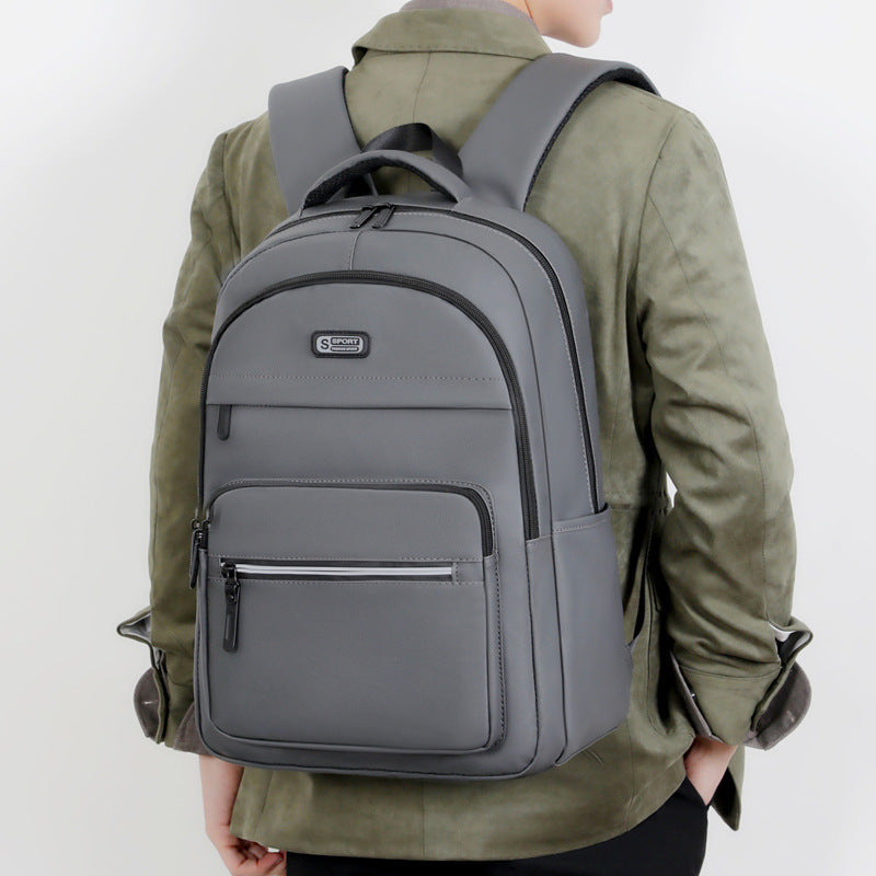 Men's Solid Color Backpack with Large Capacity Computer Storage
