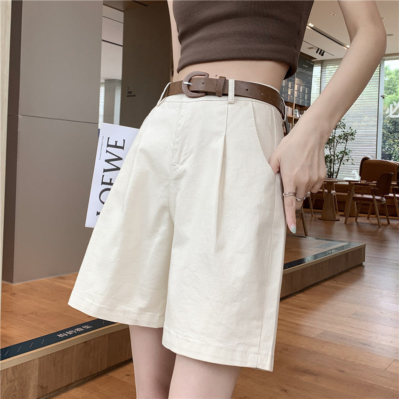 Women's High-Waist Wide-Leg Casual Bermuda Shorts