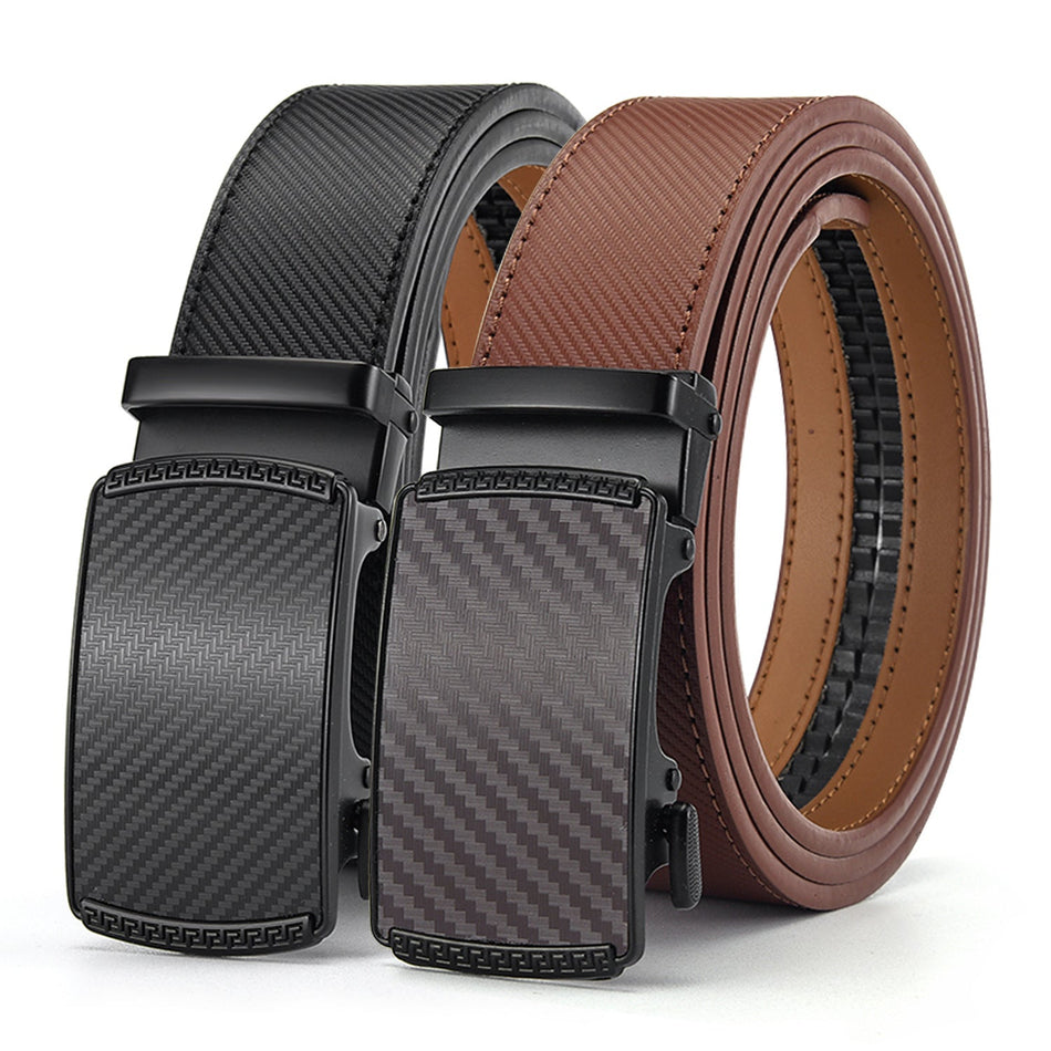 Men's Two-Layer Genuine Leather Belt with Automatic Buckle