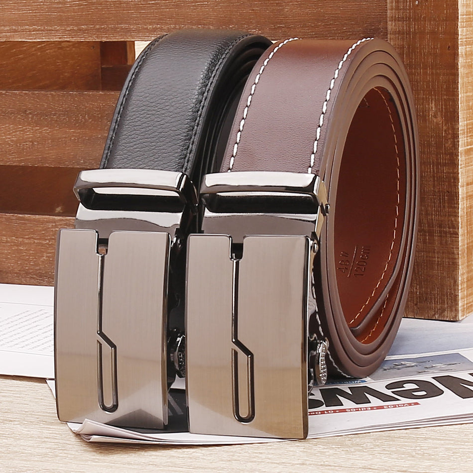 Men's Genuine Leather Belt with Simple Business Style Design