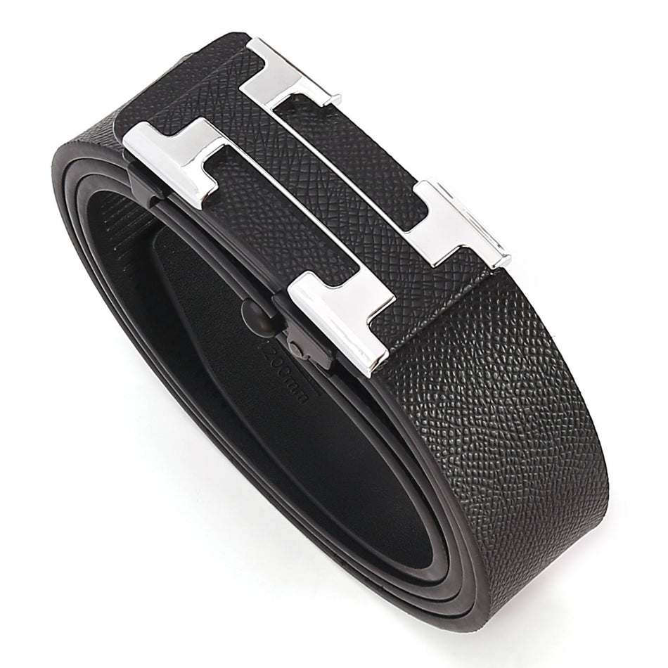 Men's Two-Layer Cowhide Belt with Automatic Buckle Design