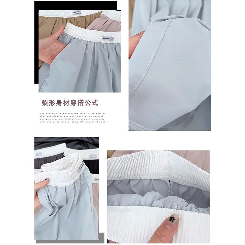 Women's High-Waist Wide-Leg Ice Silk Casual Shorts