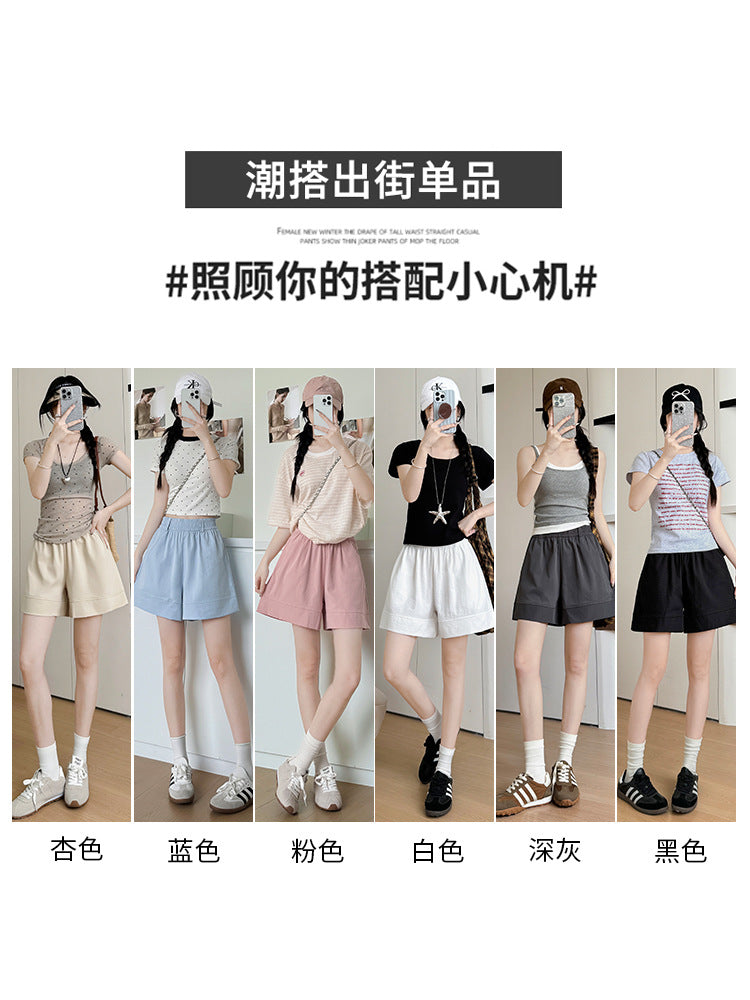 Women's High-Waist Wide-Leg Casual Suit Shorts